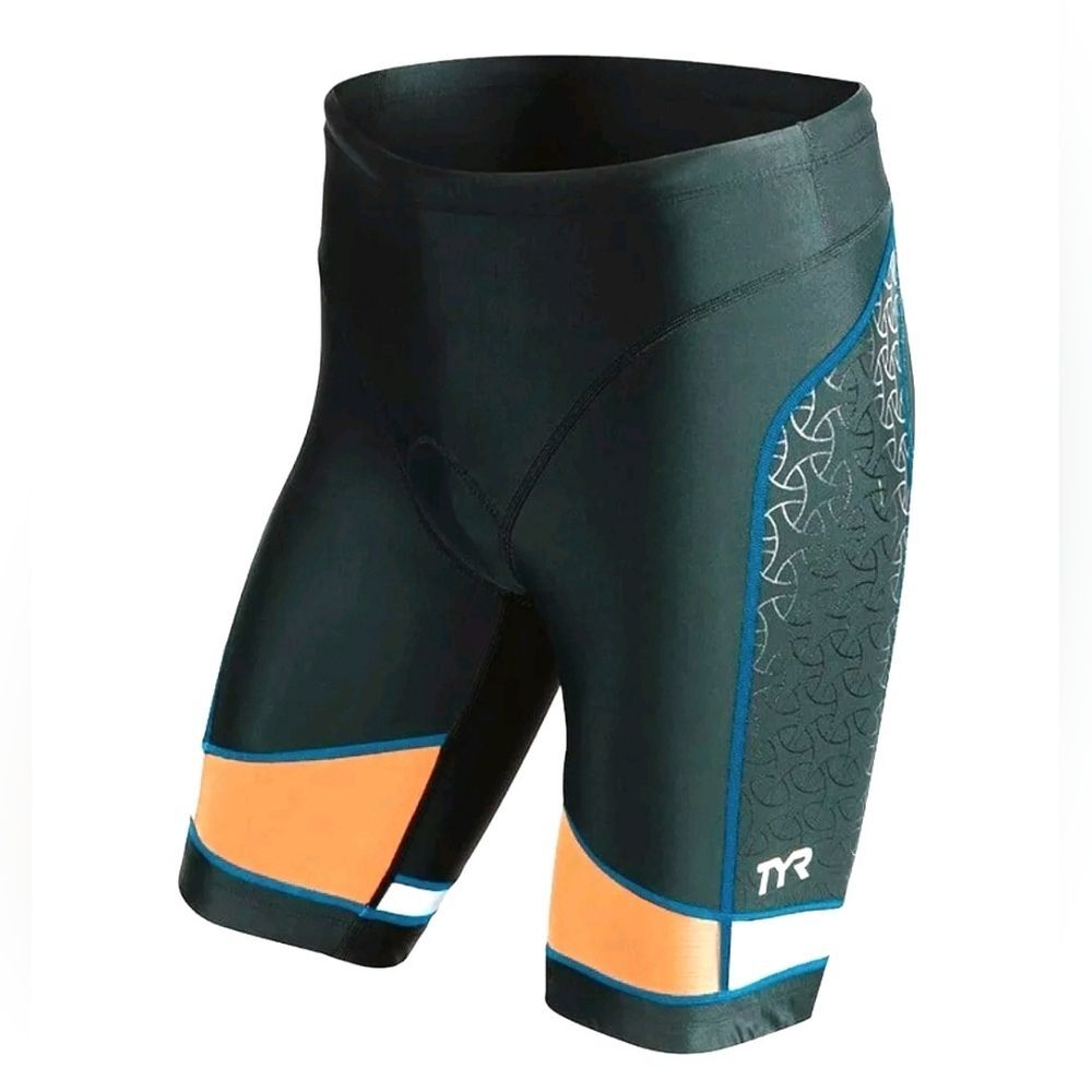 TYR Men's 9" Competitor Tri Shorts Triathalon RCMNXP6A w/ Pad $70 MSRP Black, XS